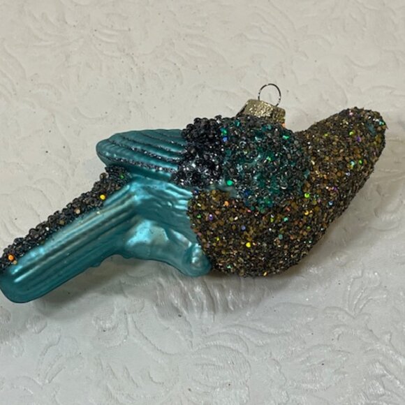 Glittered Blue Parrot Bird Christmas Tree Ornament 2.5"x 5" - Picture 5 of 14